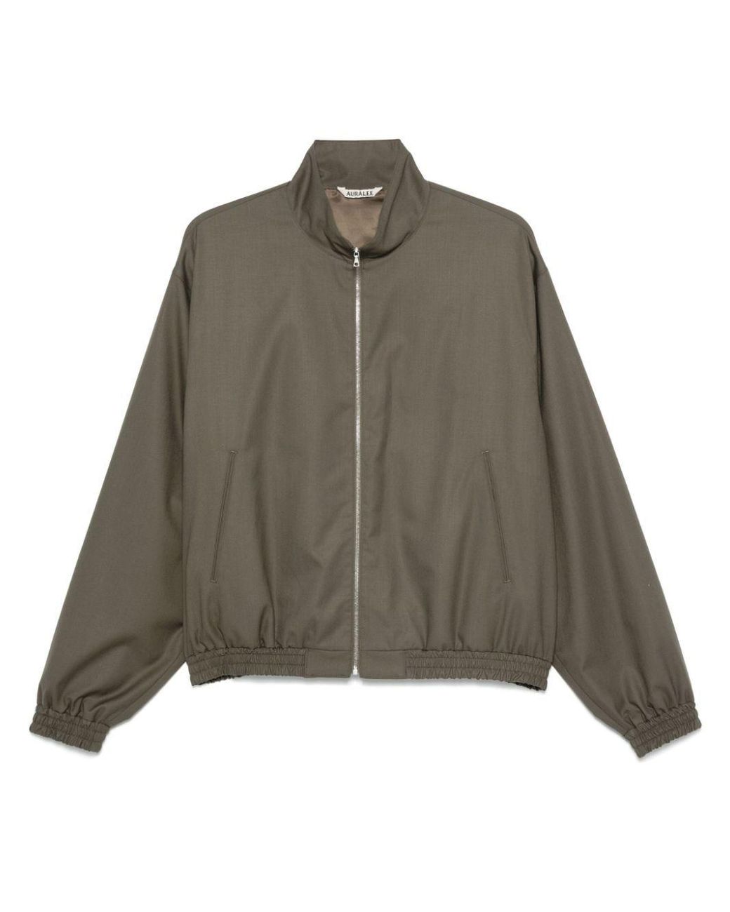 AURALEE Super Fine Tropical Wool Zip Bomber Jacket in Green AURALEE Super Fine Tropical Wool Zip Bomber Jacket in Green