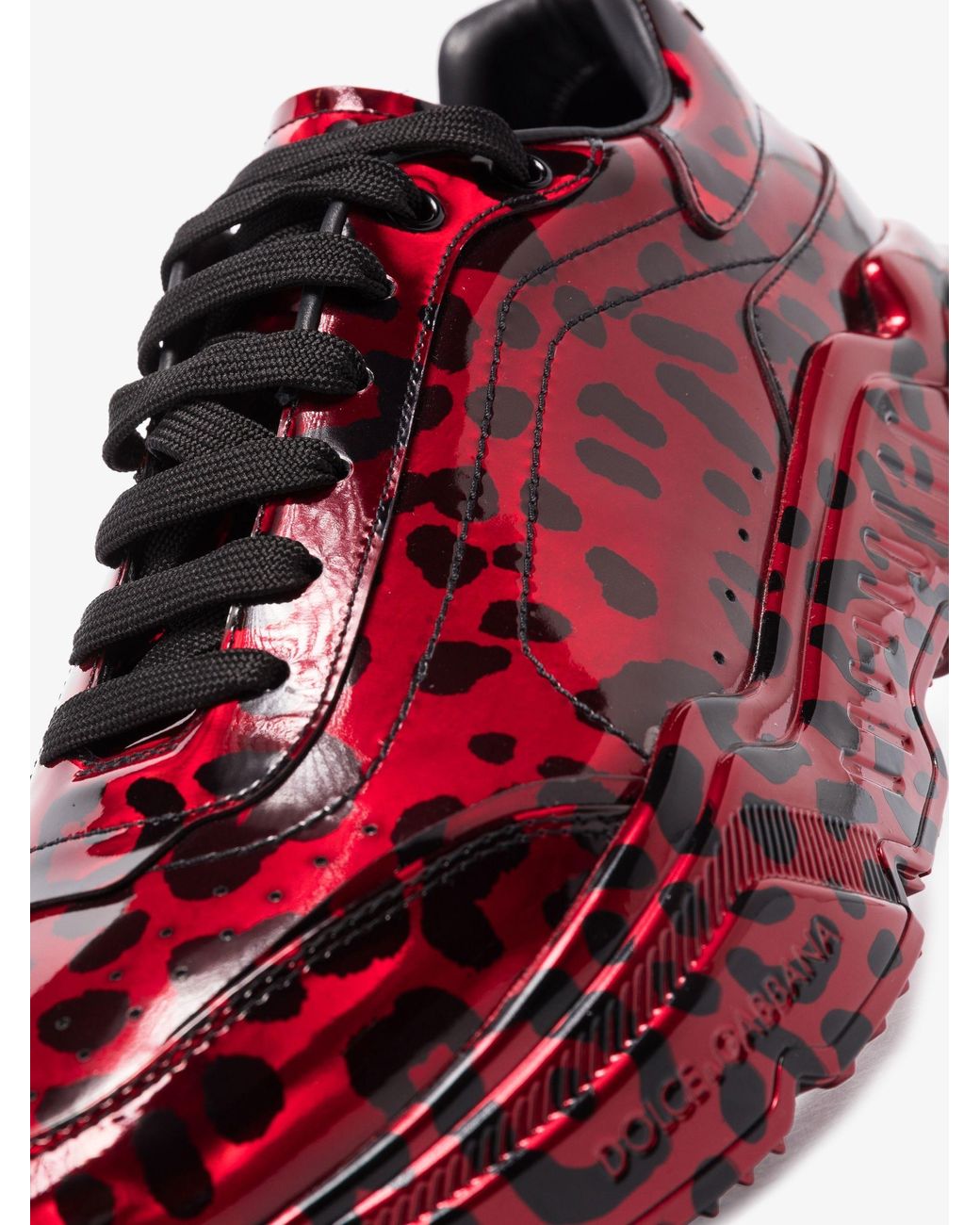 Dolce Gabbana Daymaster Leopard Print Leather Sneakers in Red for Men Lyst