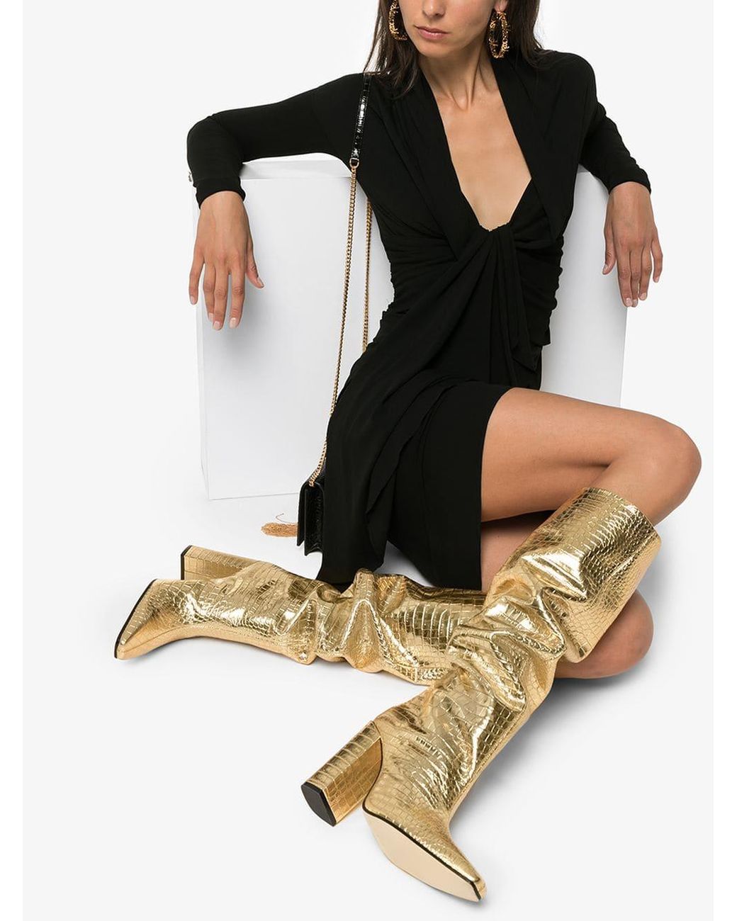 Gold croc online boots