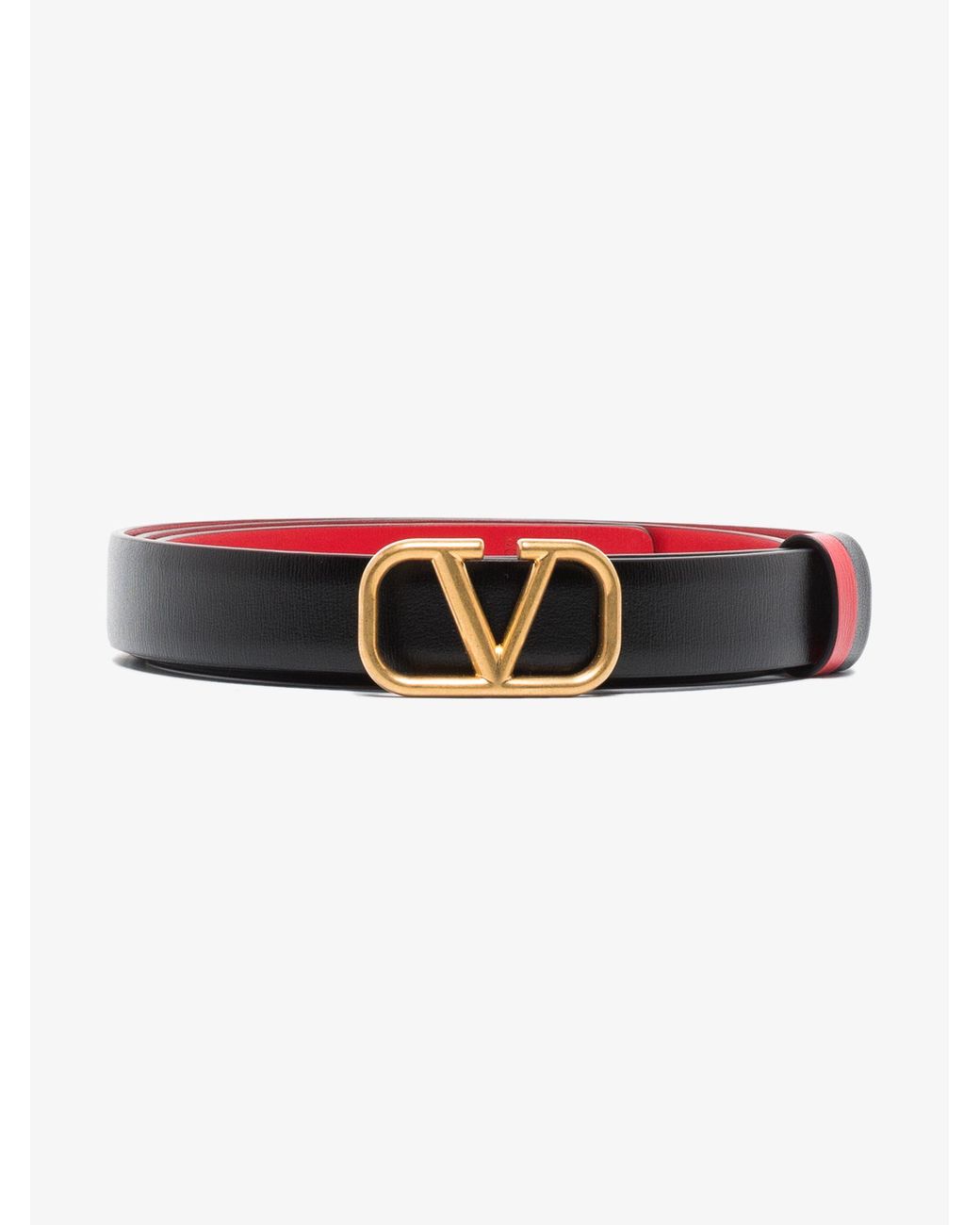 valentino garavani leather reversible vlogo belt in black save 14 lyst