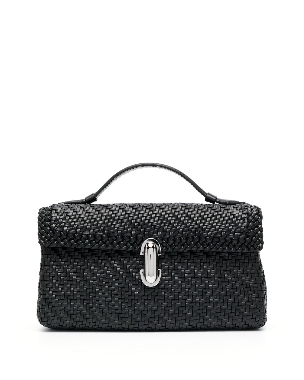 SAVETTE Symmetry Woven Leather Top Handle Bag in Black | Lyst