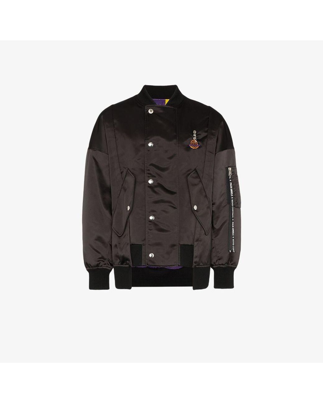 Moncler Genius Synthetic Black X Palm Angels Spray-paint Logo Bomber Jacket  for Men | Lyst