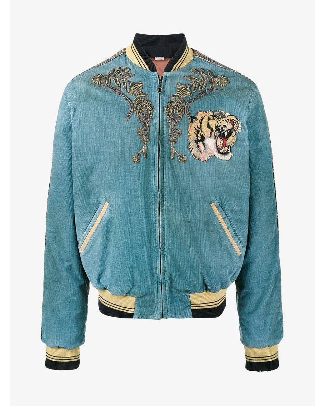 Absay Måne Bounce Gucci Loved Embroidered Bomber Jacket in Blue for Men | Lyst UK