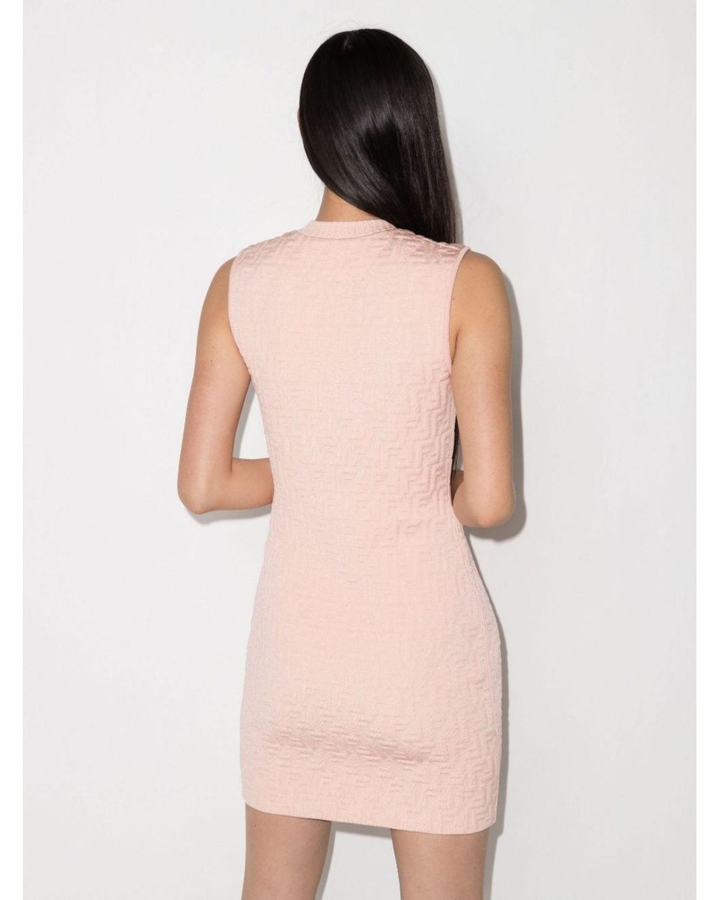 Fendi Embossed Mini Dress in Pink | Lyst