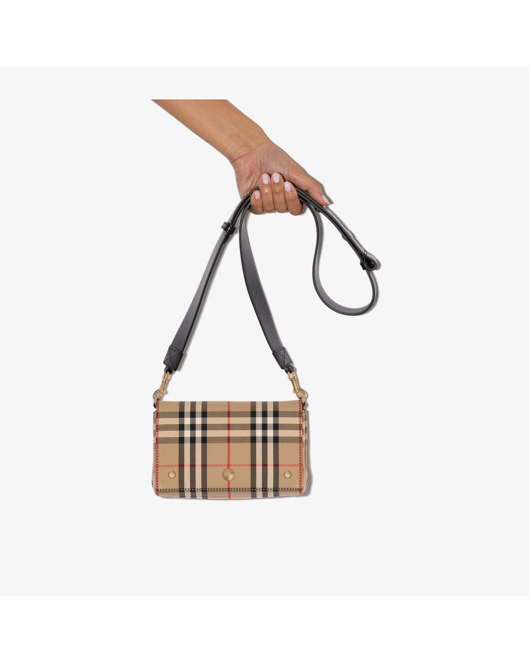 Burberry Neutral Hackberry Vintage Check Leather Cross Body Bag Lyst