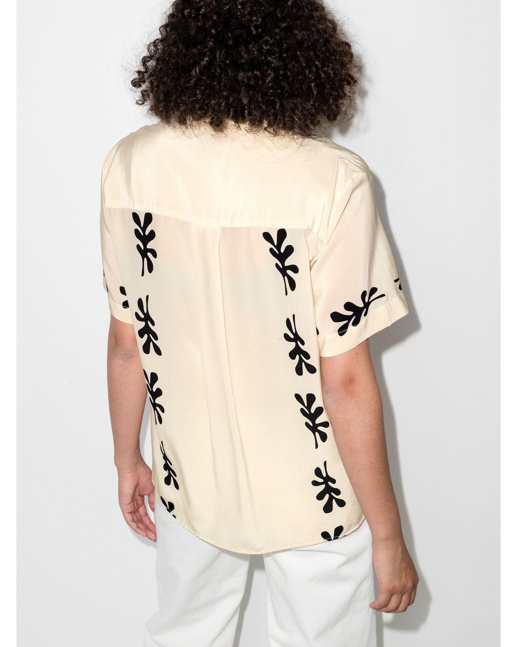 Matteau Fig Leaf Print Silk Shirt in Natural | Lyst UK