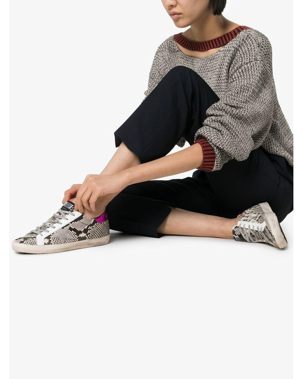 golden goose snake print sneakers