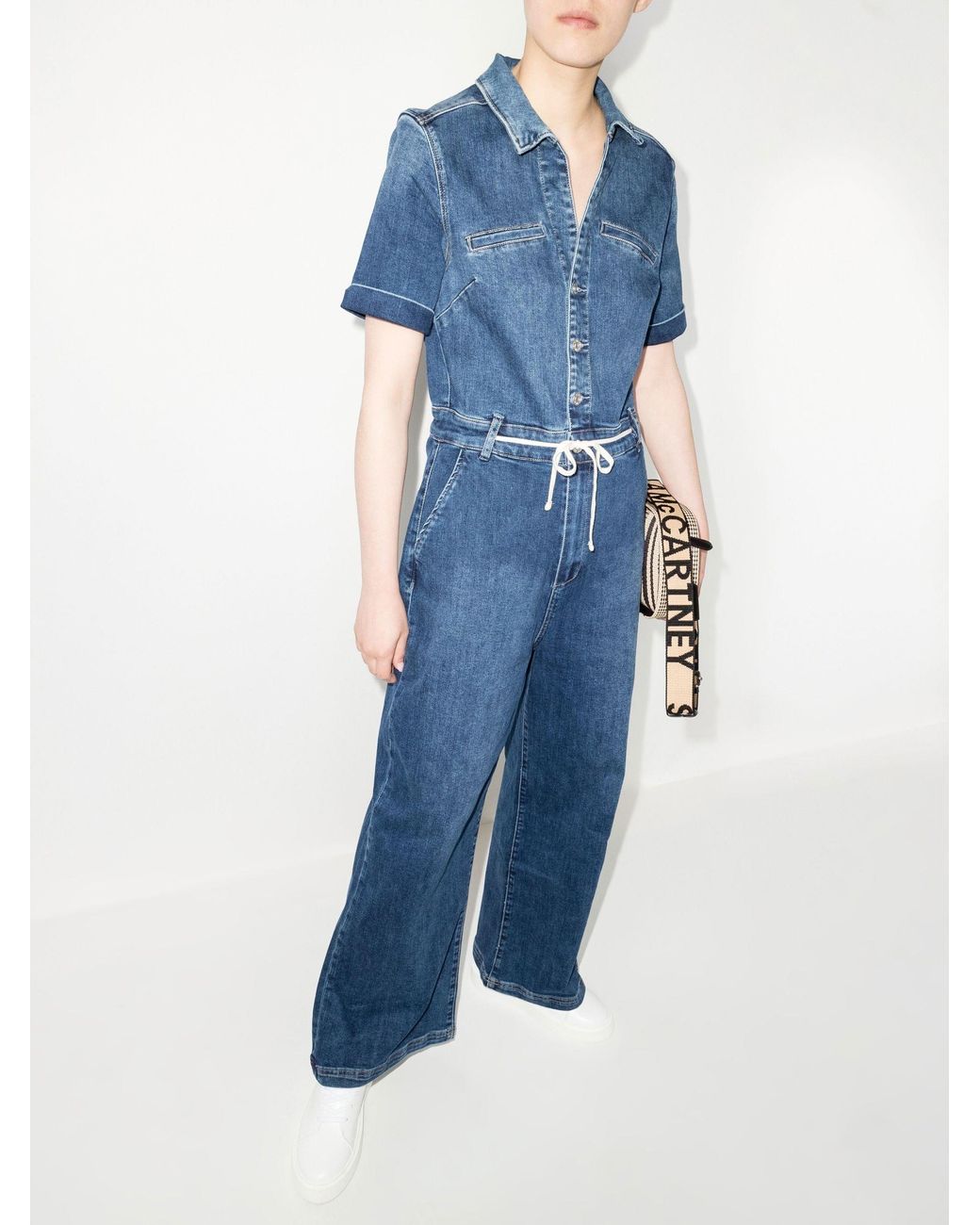 Womens Clothing Jumpsuits and rompers Full-length jumpsuits and rompers PAIGE Carly Tied-waist Denim Jumpsuit in Blue 