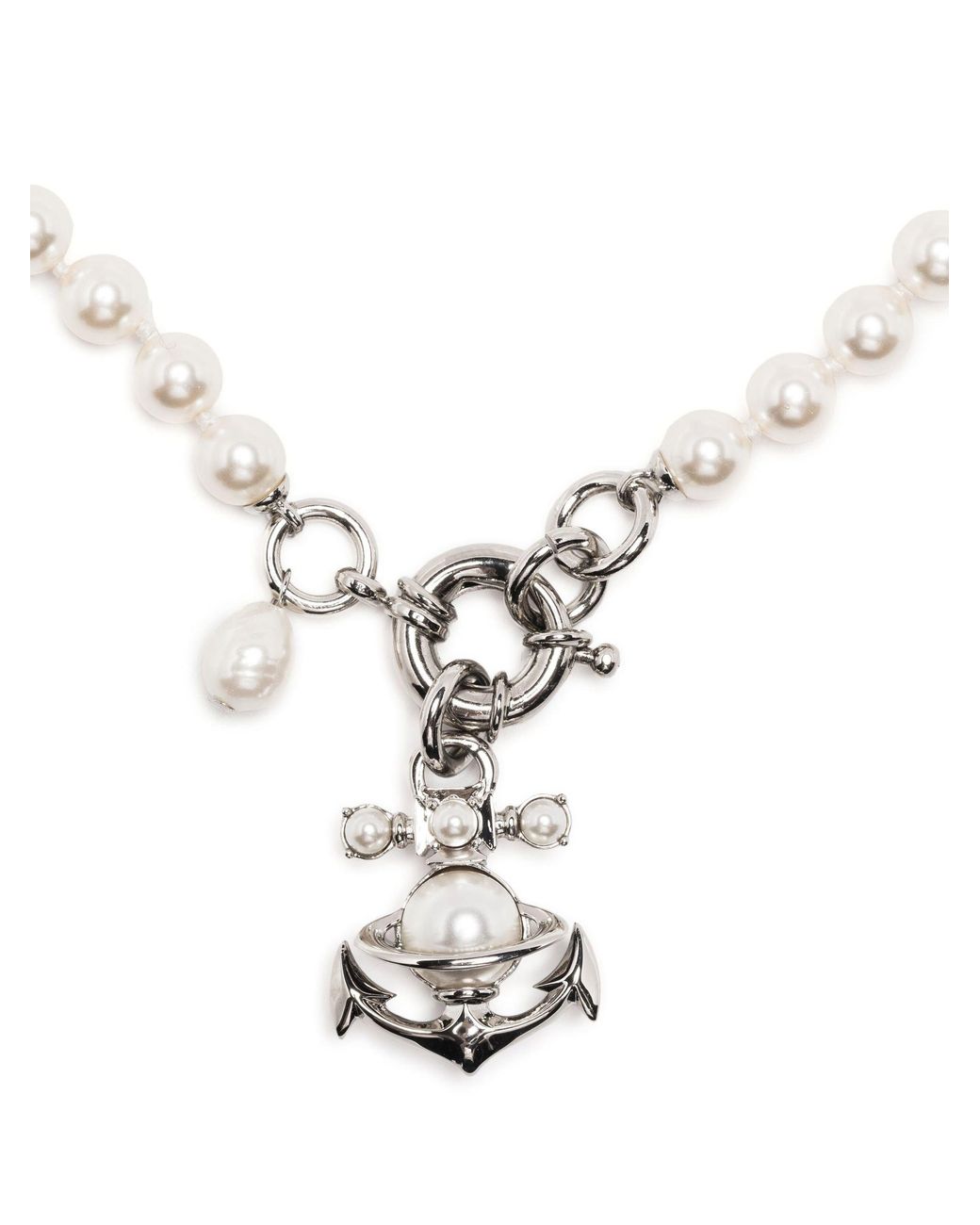 Vivienne Westwood Crystal orb Pearl Necklace In White Lyst UK vivienne-westwood-giant-gold-tone-brass-pearl-drop-necklace