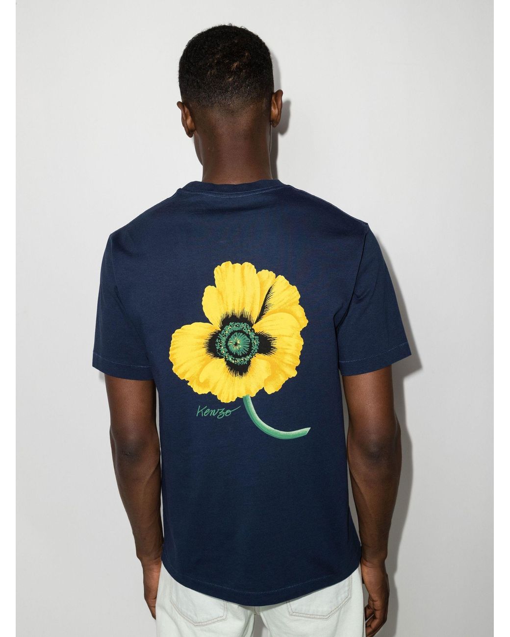 KENZO Poppy Printed Logo Cotton T-shirt - Men's - Cotton in Blue