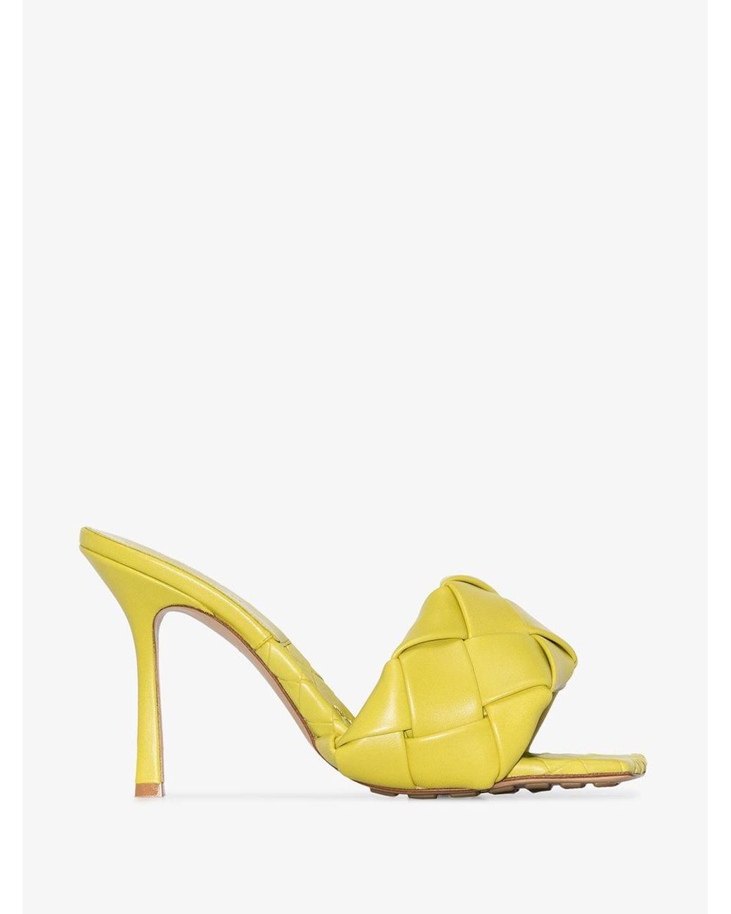 Bottega Veneta Yellow Bv Lido 90 Leather Sandals in Green - Lyst