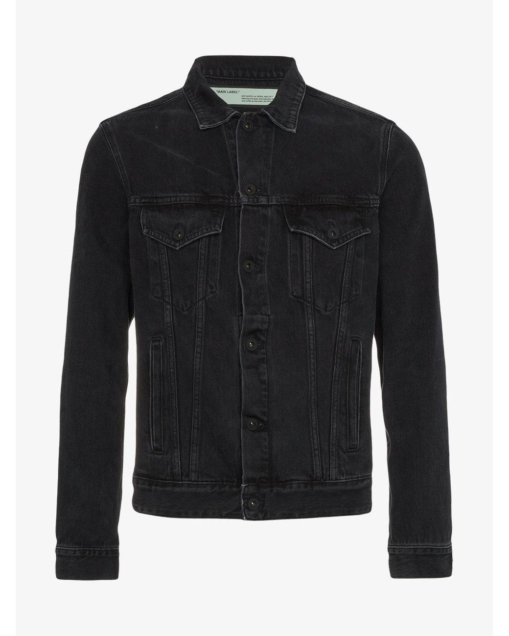 Off-White c/o Virgil Abloh Fire Tape Denim Jacket in Black Off-White c/o Virgil Abloh Fire Tape Denim Jacket in Black