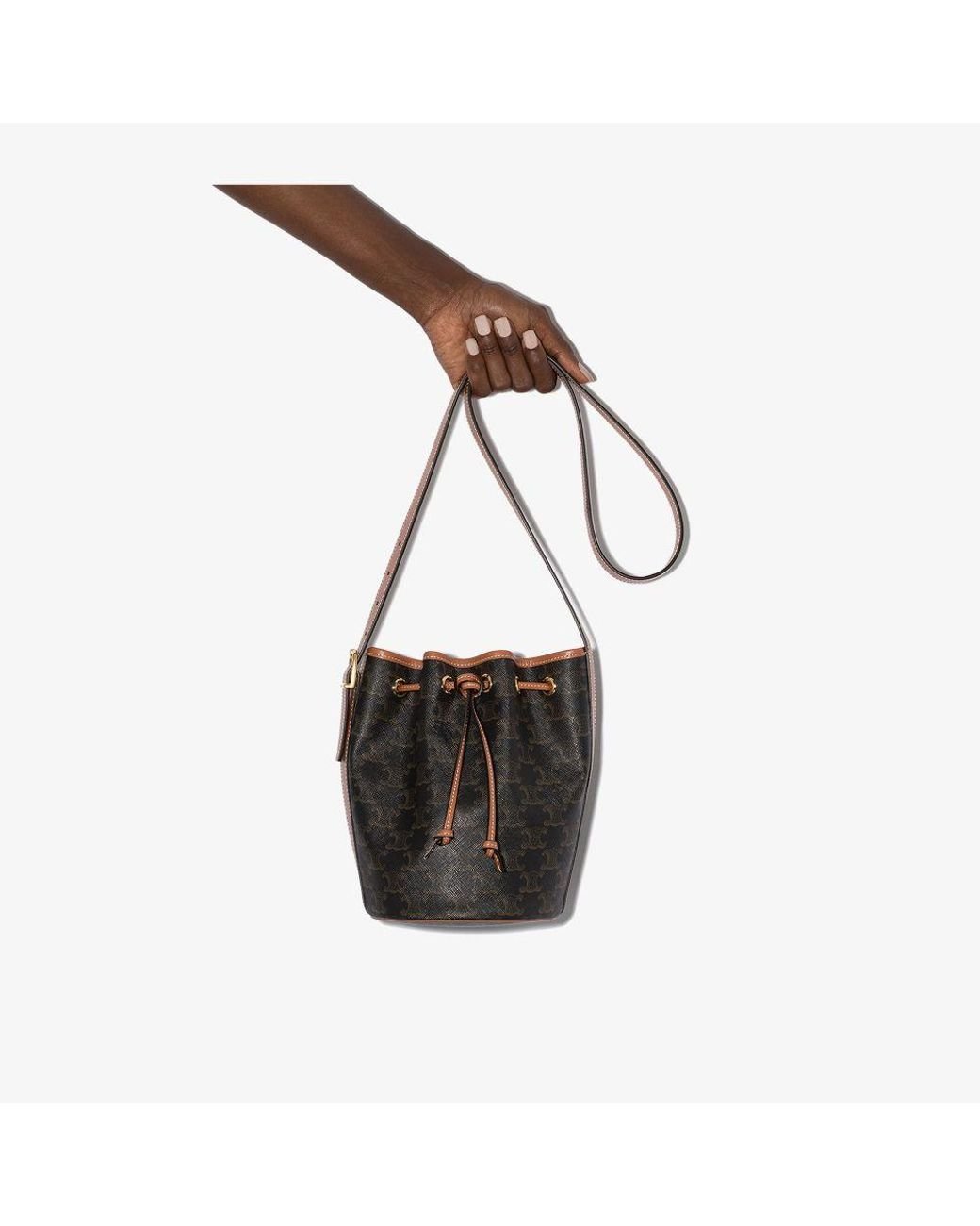 Céline Celine Small Bucket Bag in Brown Triomphe Canvas and Calfskin  Leather ref.1016328 - Joli Closet