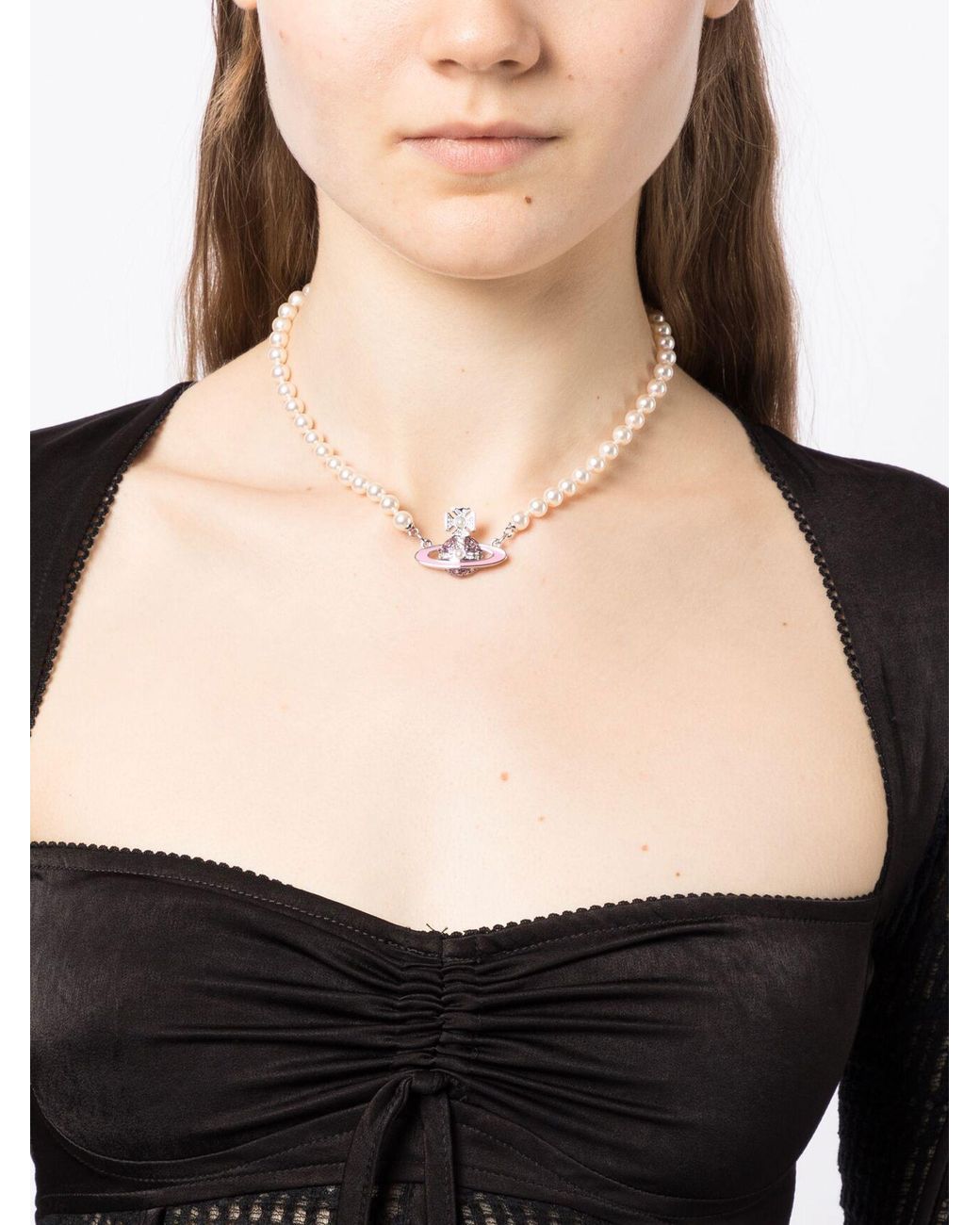Vivienne Westwood Crystal orb Pearl Necklace in Natural Lyst UK