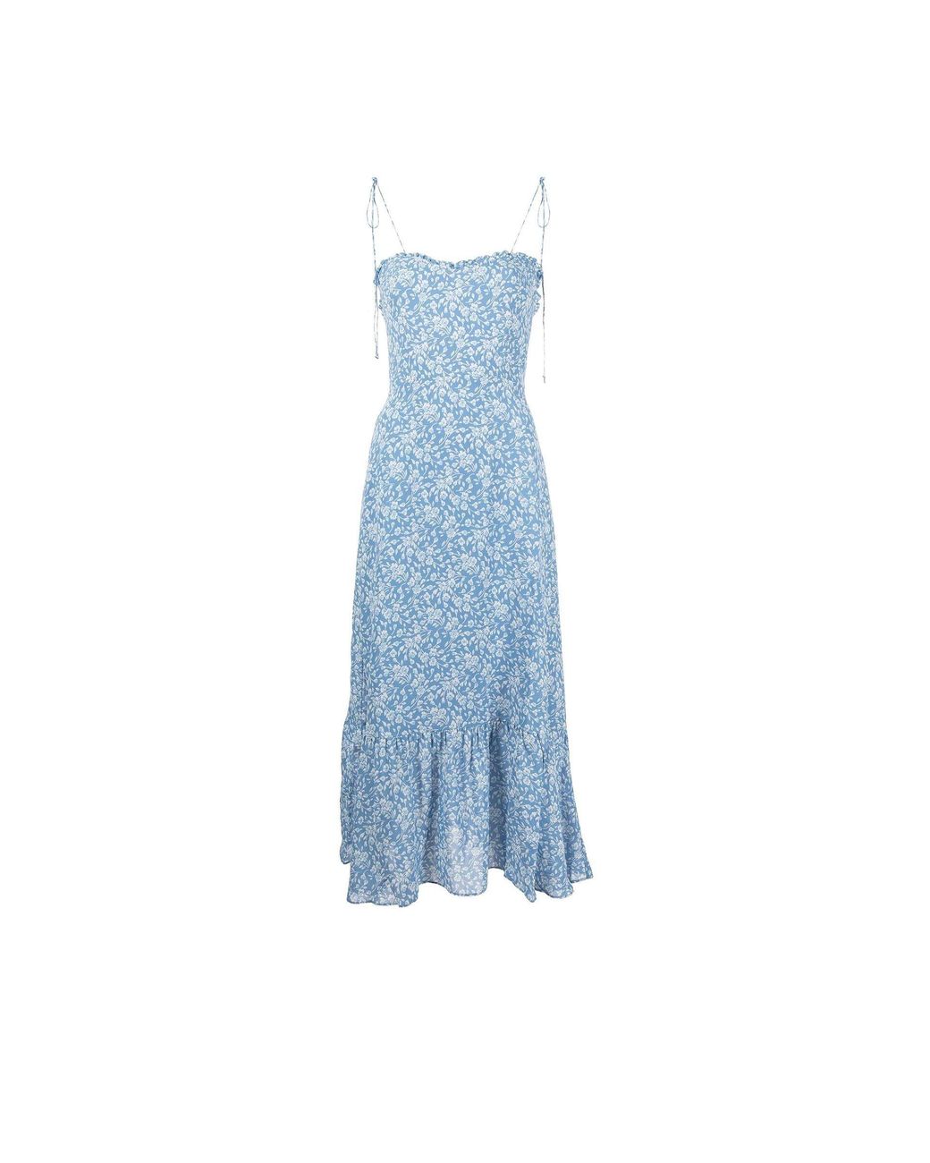 Reformation Blue Enya Floral Print Midi Dress | Lyst
