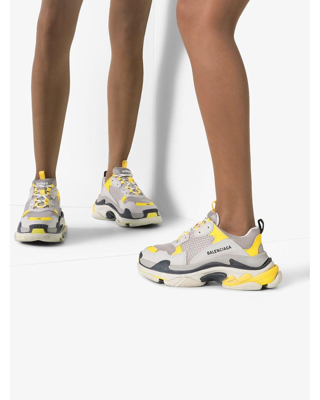 balenciaga triple s grey and yellow