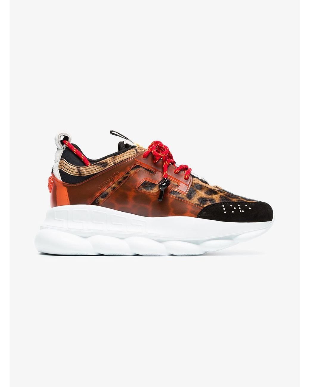Versace Multicoloured Chain Reaction Leopard Print Leather Sneakers for Men  | Lyst