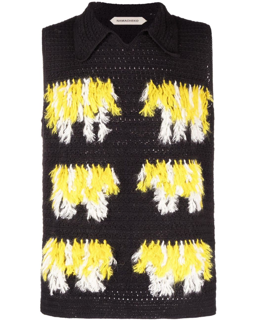 NAMACHEKO Baran Polo Fringed-detail Knitted Vest in Black for Men 