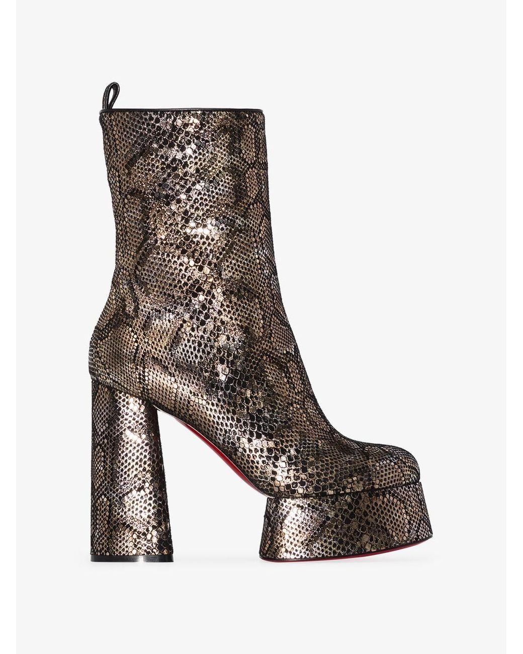 Christian Brown And Black Izamayeah 130 Snake Print Platform Boots Metallic | Lyst