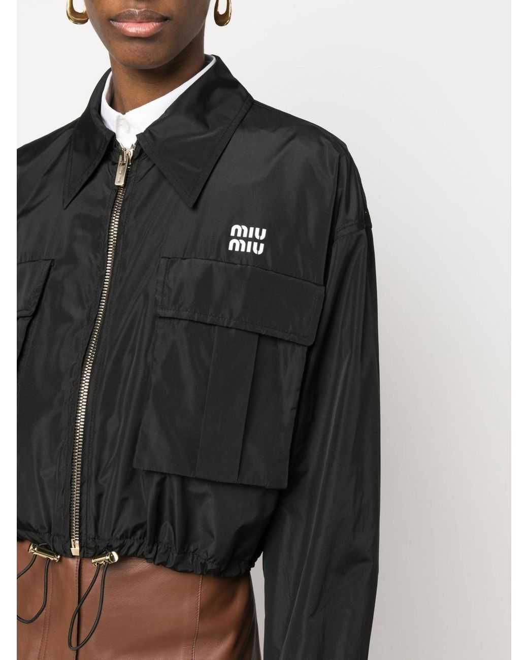 Miu Miu Technical-silk Blouson Jacket in Black | Lyst Australia