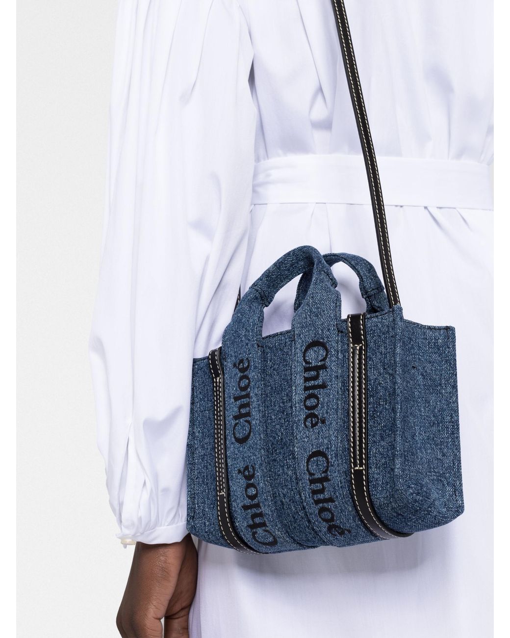 See By Chloe Woody Mini Denim Tote Bag in Blue Lyst