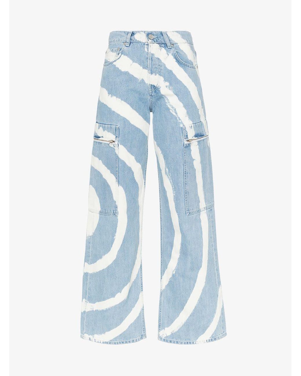 Ganni Blackstone Spiral-bleached Cargo Jeans in Blue | Lyst