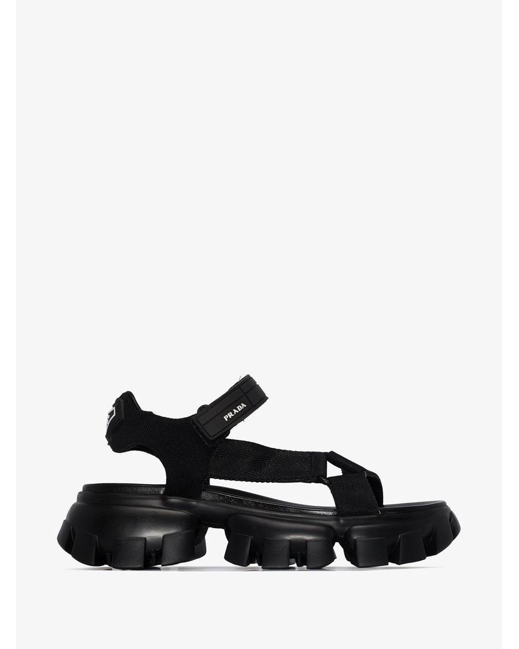 Prada Thunder Chunky Sandals in Black | Lyst