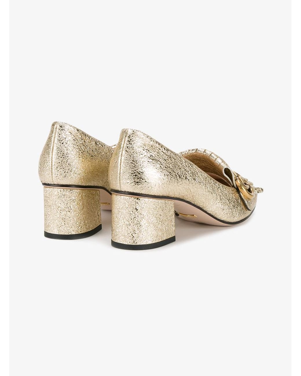 Gucci Gold Marmont 55mm Pumps in Metallic | Lyst
