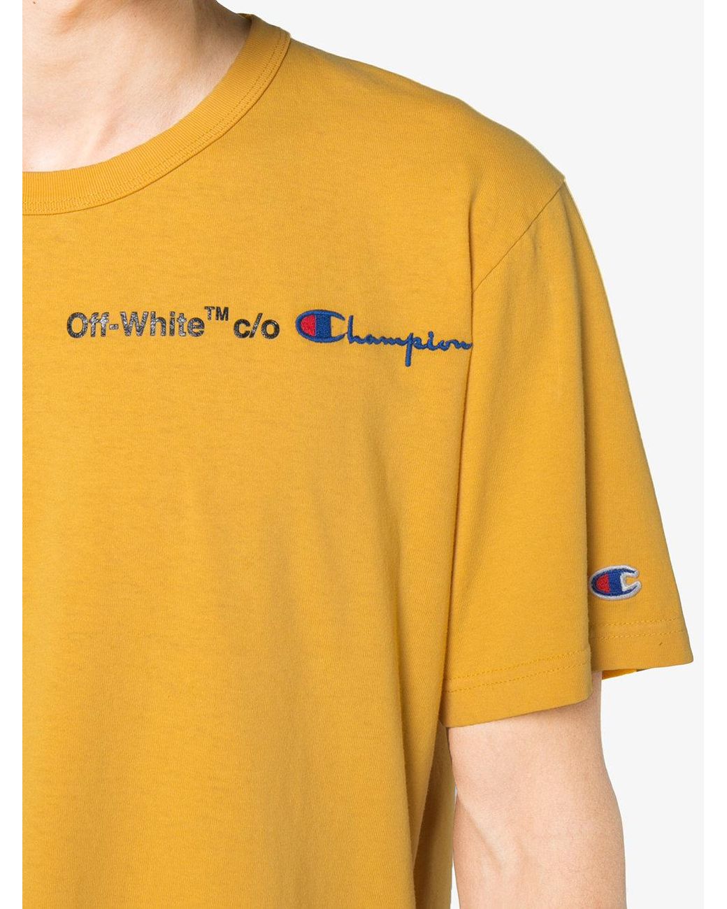 vruchten militie knoop Off-White c/o Virgil Abloh X Champion Yellow T-shirt for Men | Lyst