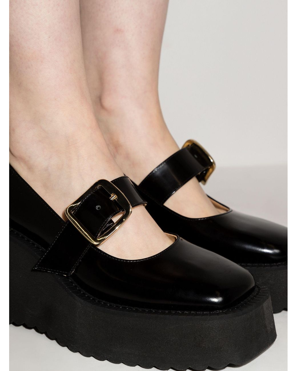 MM6 by Maison Martin Margiela 40 Leather Mary Jane Wedge Pumps in