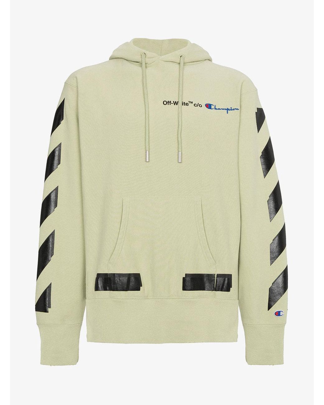 Off-White c/o Virgil Abloh Cotton X Champion Hoodie With Logo in Green for  Men | Lyst UK