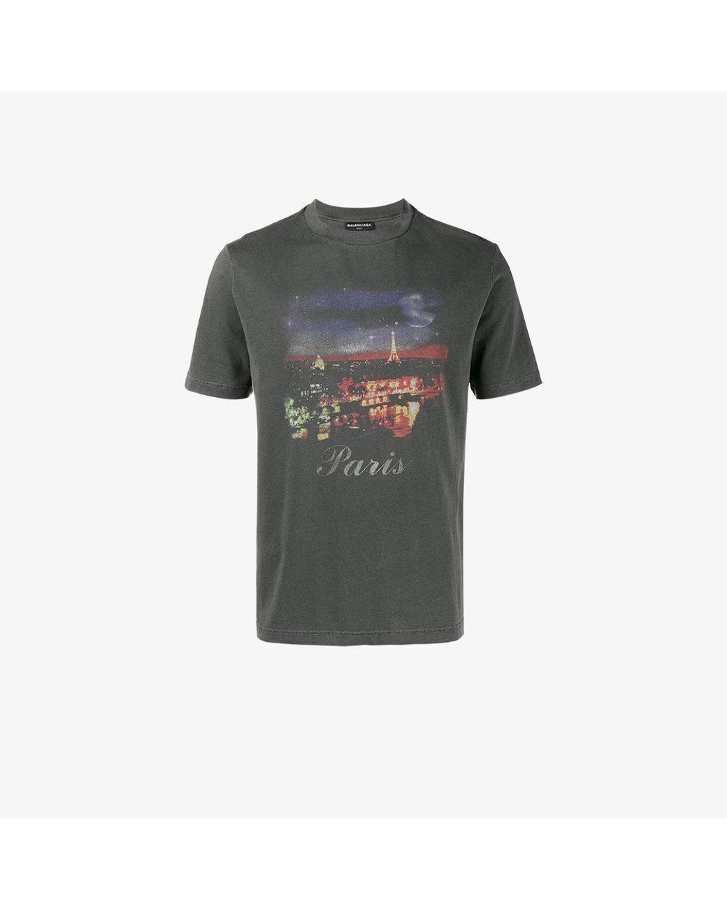 Balenciaga Paris Printed T-shirt in Gray for Men | Lyst
