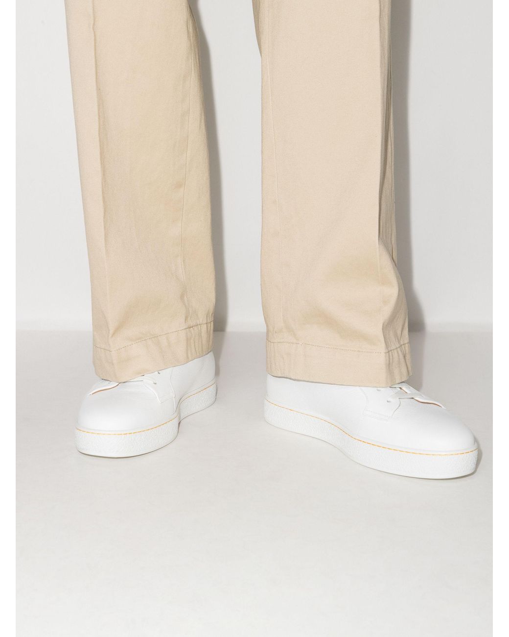 John Lobb Molton Low Top Leather Sneakers in White for Men | Lyst