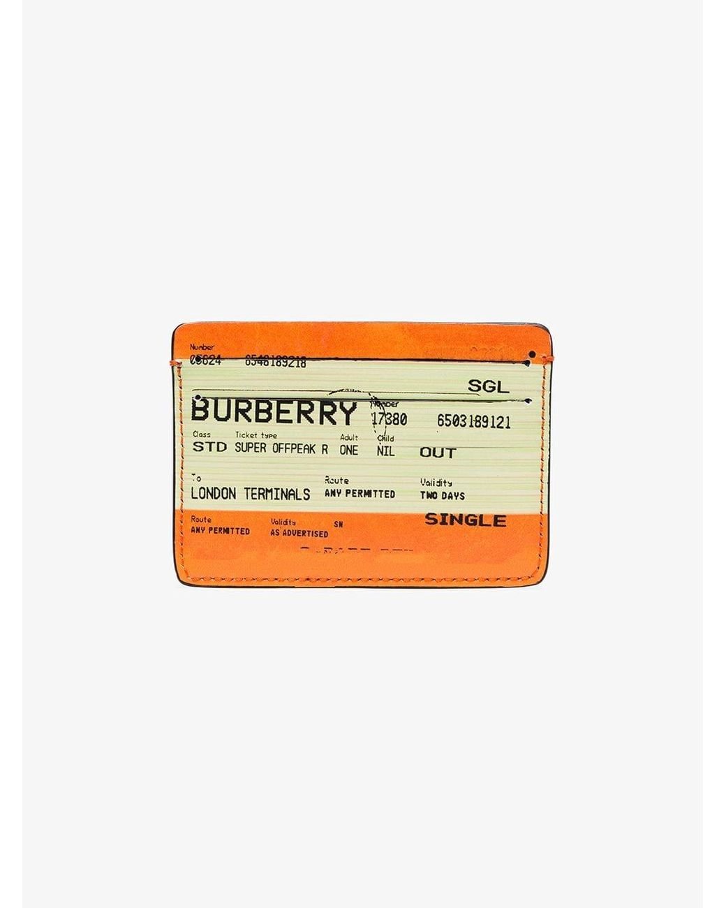 Burberry Train Ticket Print Leather Card Case in Orange for Men Lyst UK