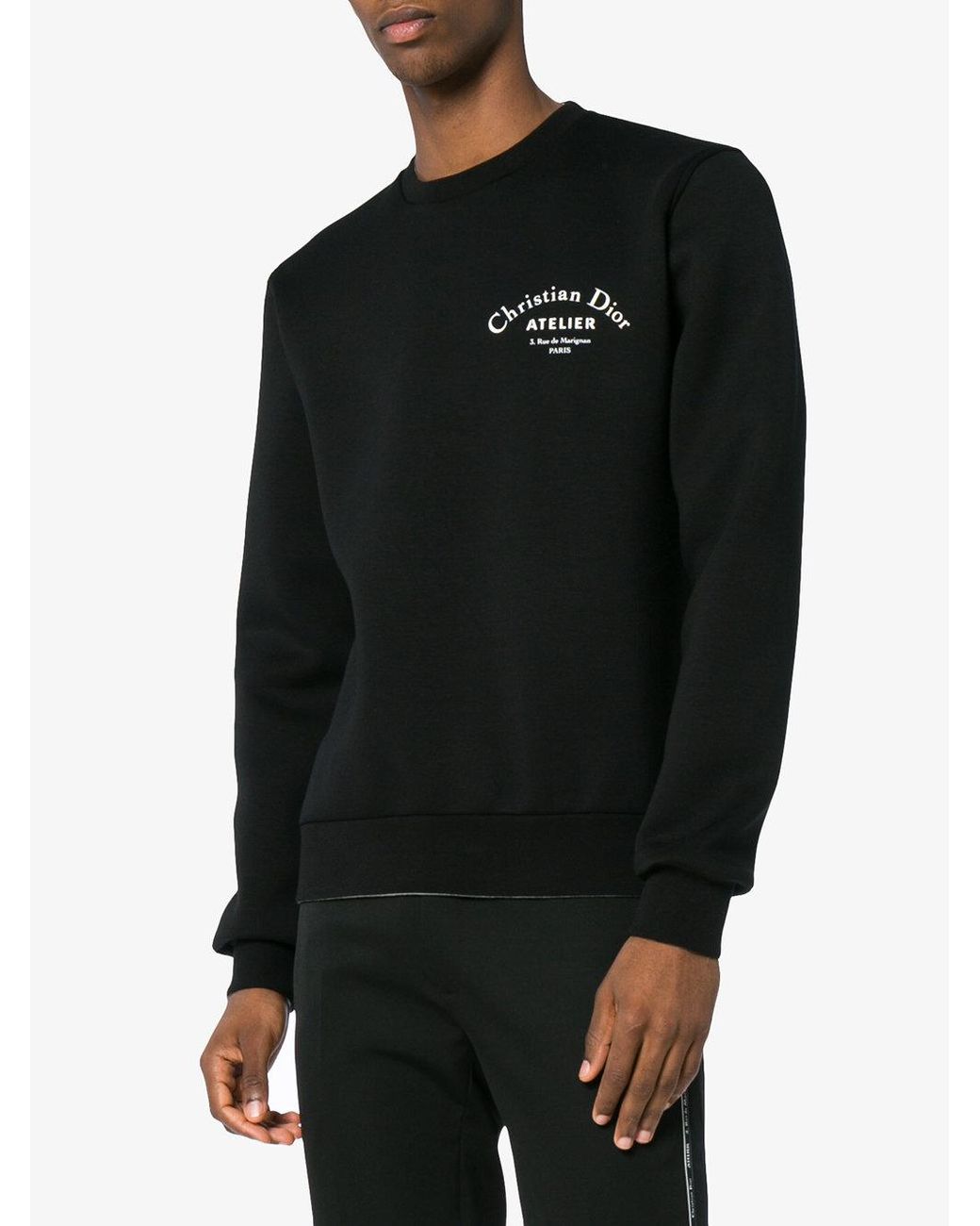 Dior Atelier Logo Print Crew Neck Sweatshirt in Black for Men | Lyst