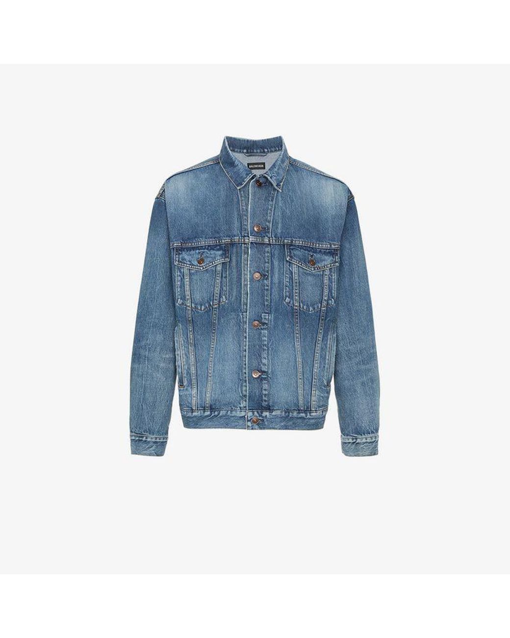 Balenciaga Embroidered Bb Mode Denim Jacket in Blue for Men | Lyst
