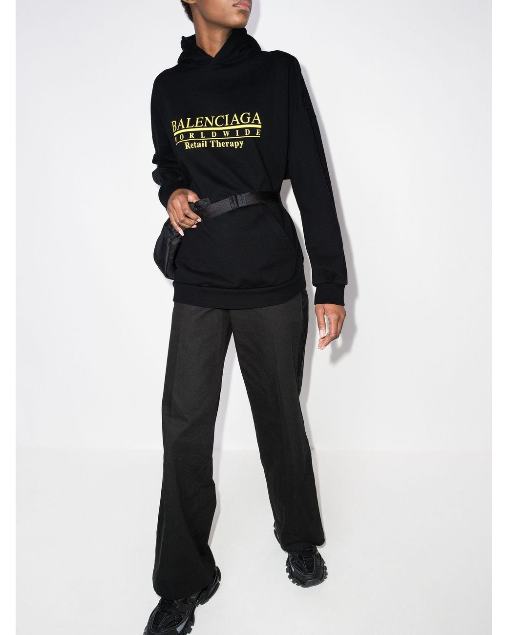 Balenciaga Retail Therapy Logo Cotton Hoodie in Black | Lyst