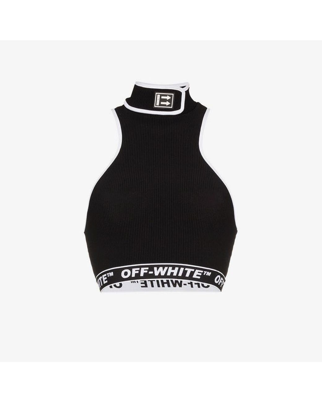 Off-White c/o Virgil Abloh Turtleneck Sleeveless Halter Crop Top in Black |  Lyst