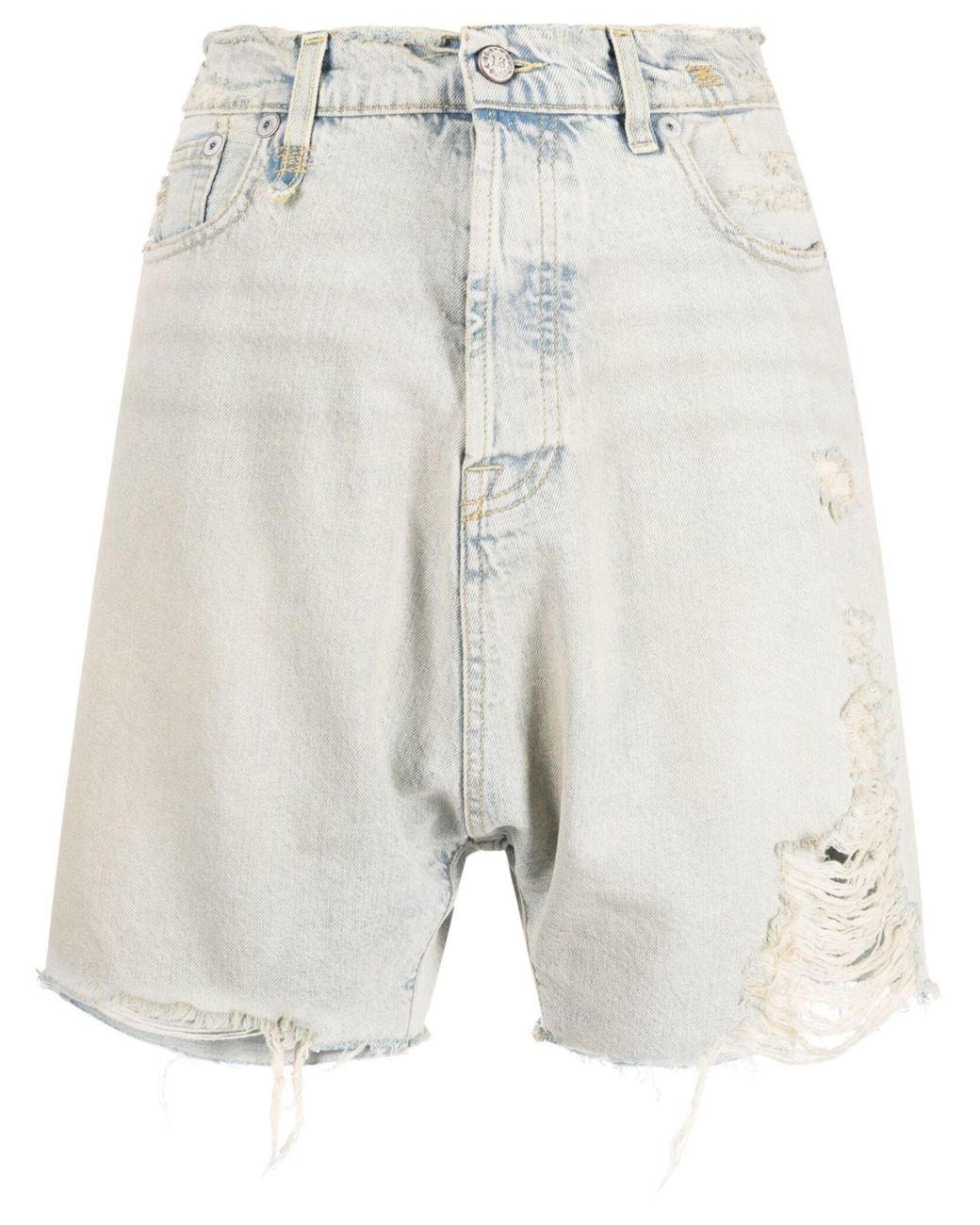 R13 Marky Drop Denim Shorts in White Lyst