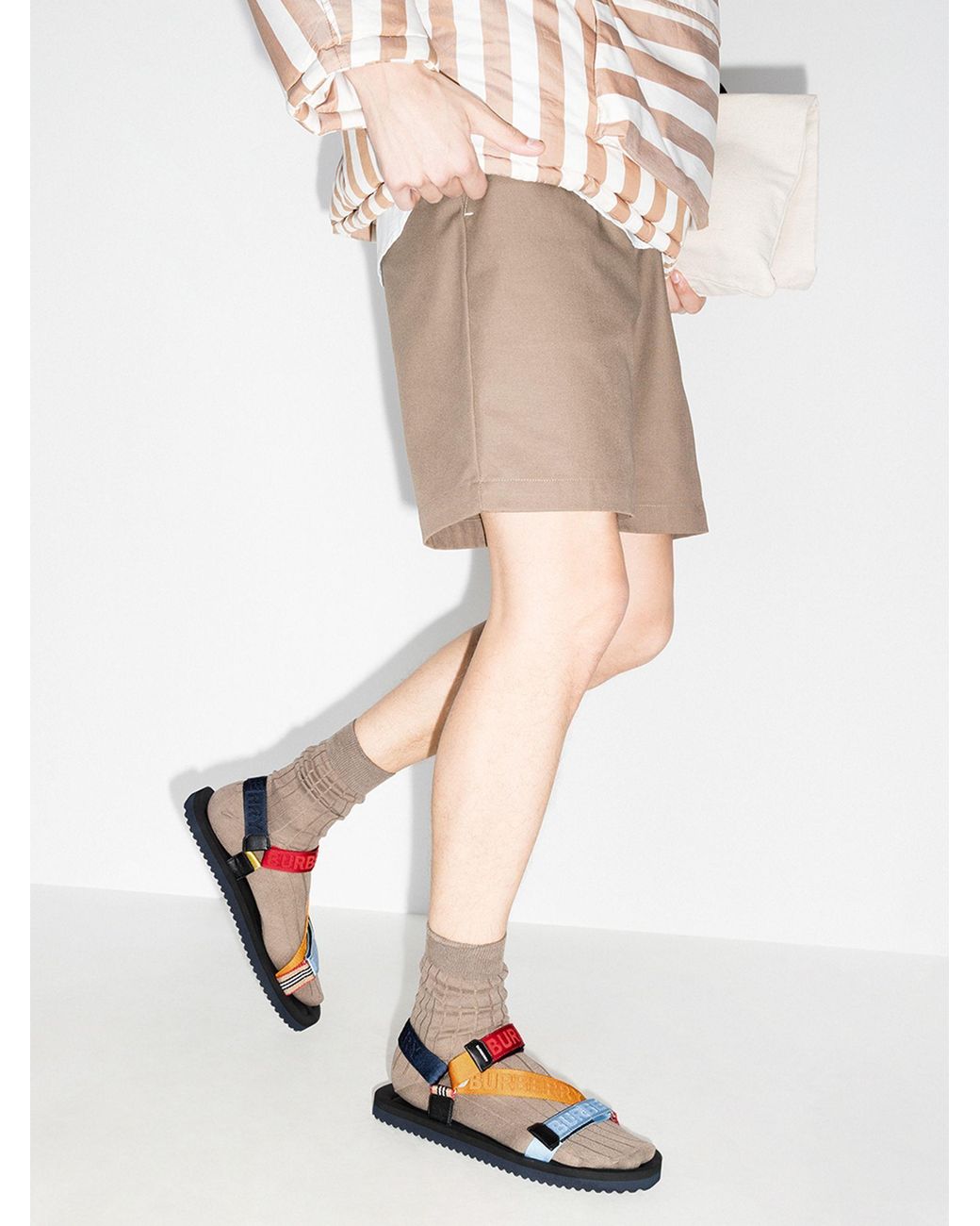 Burberry Patterson Colorblock Logo Sport Sandals in Blue for Men | Lyst  Australia