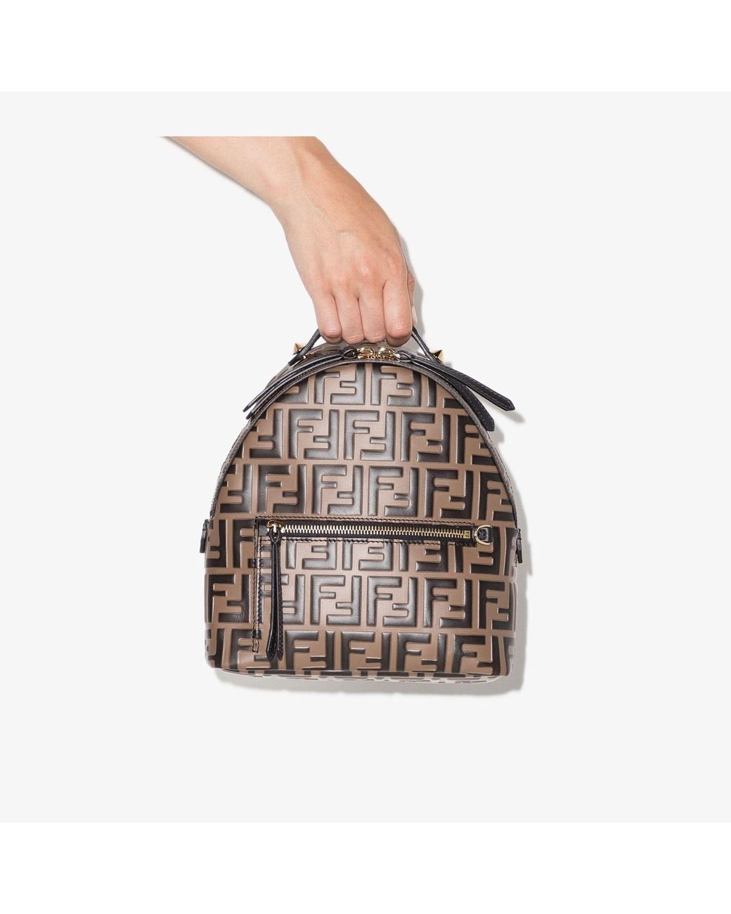 Fendi Brown Monogram Ff Leather Backpack Lyst