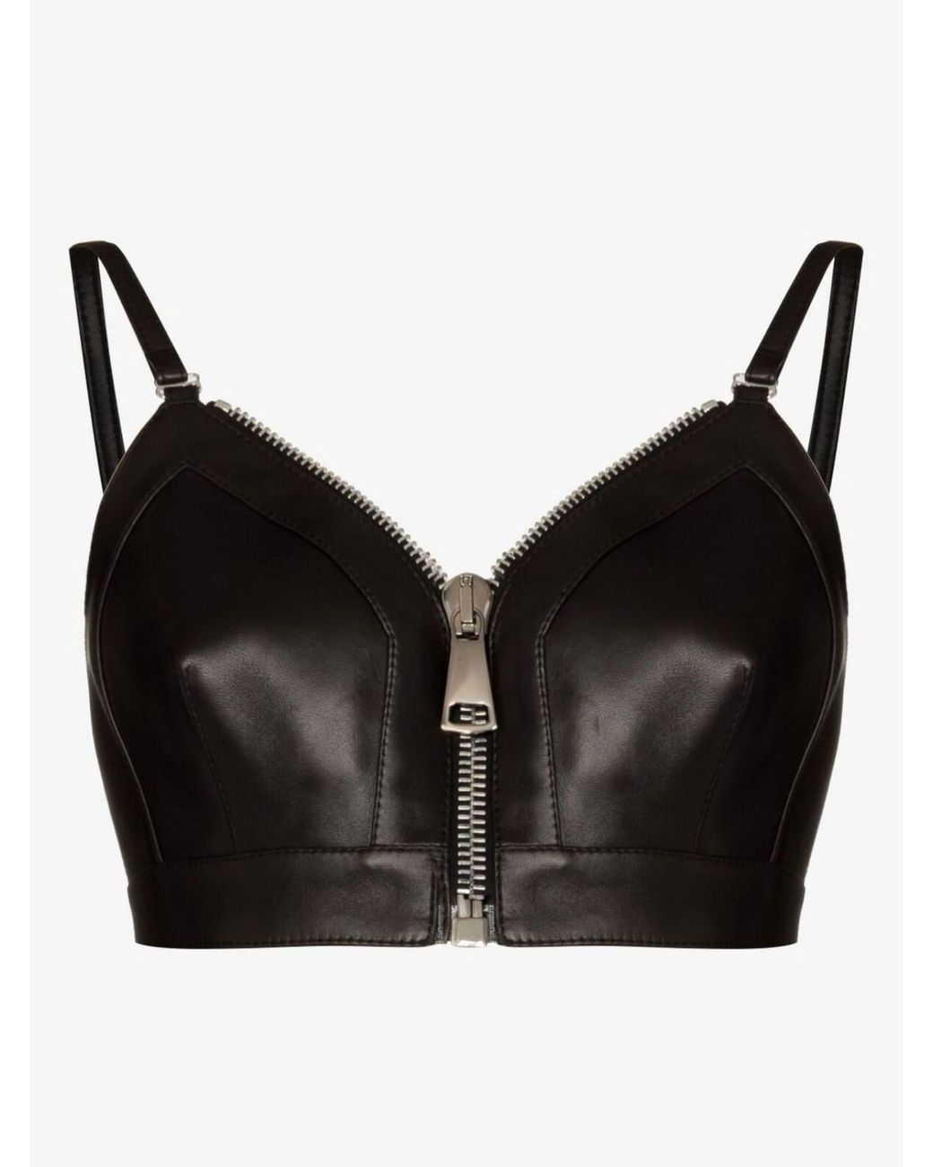 Leather zip hotsell up crop top