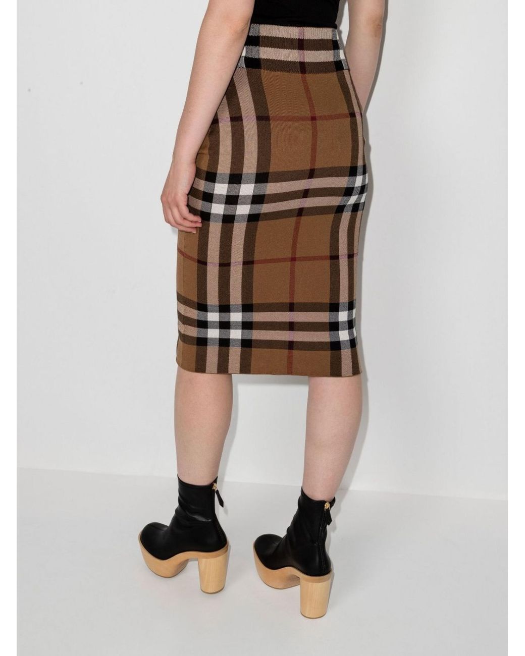 Brown check top pencil skirt
