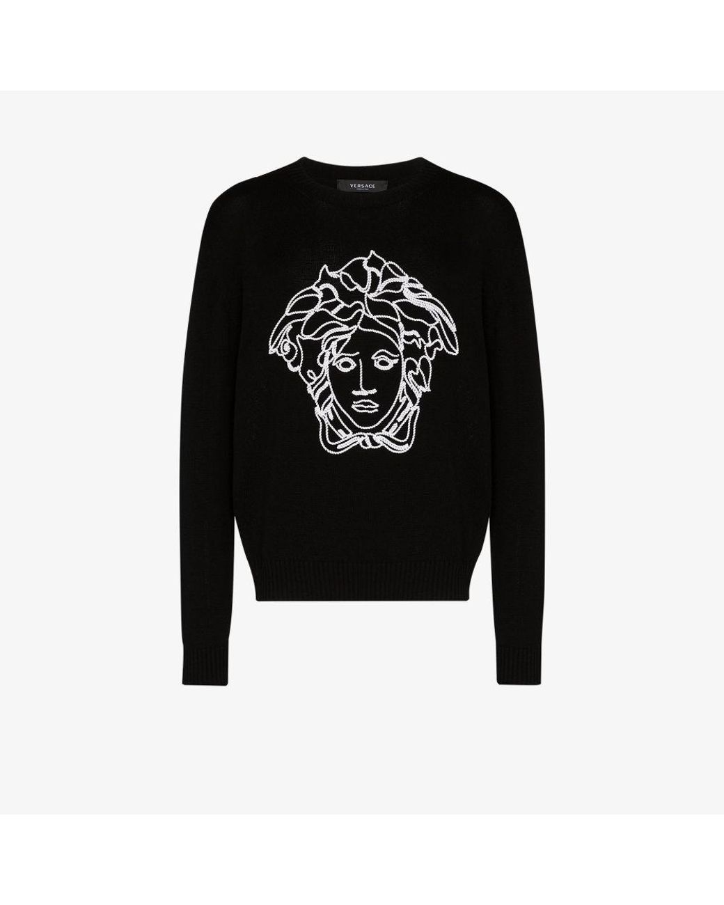 Versace Medusa Logo Wool Sweater in Black for Men - Lyst