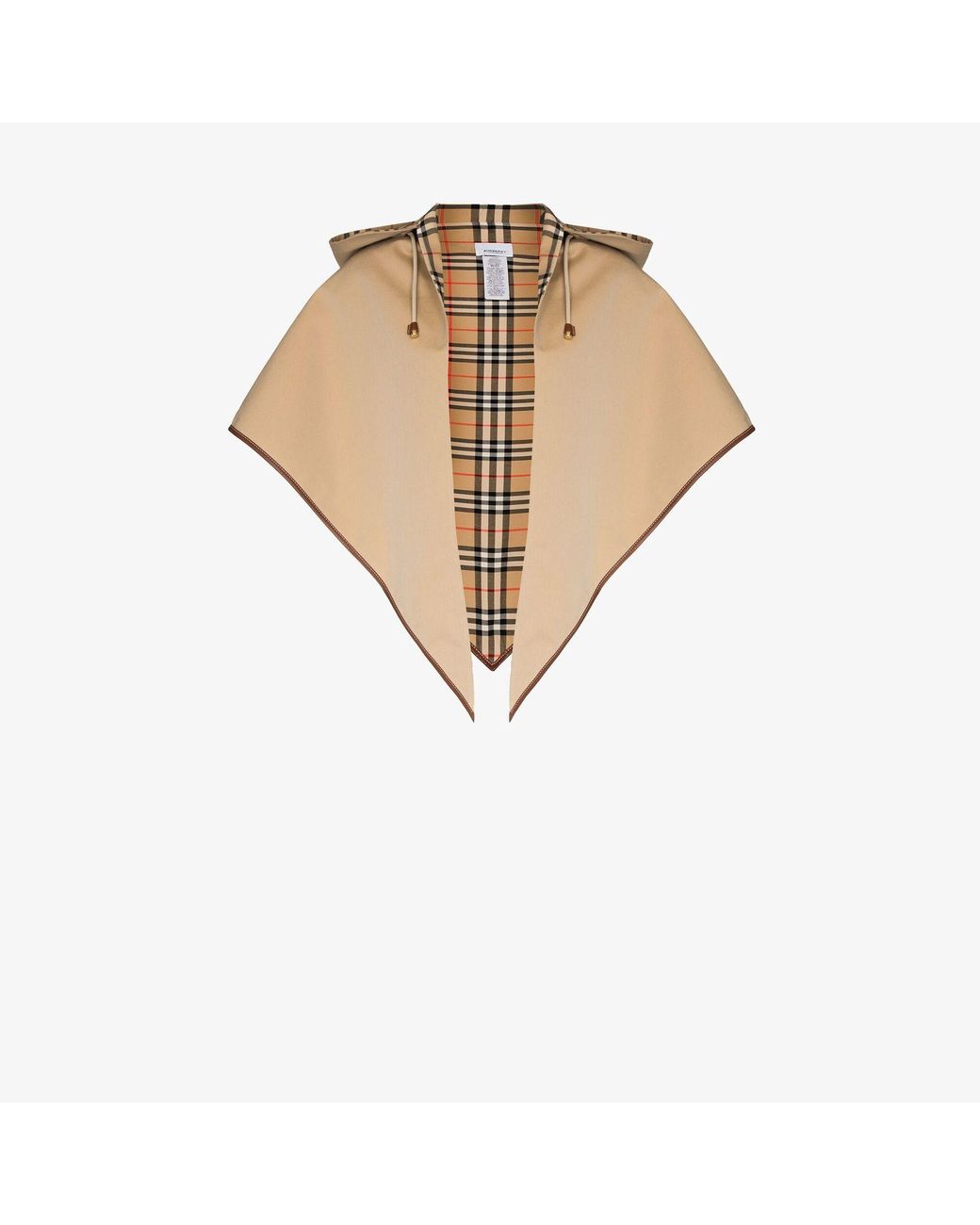 Burberry Neutral Check Cotton Hooded Poncho in Natural | Lyst