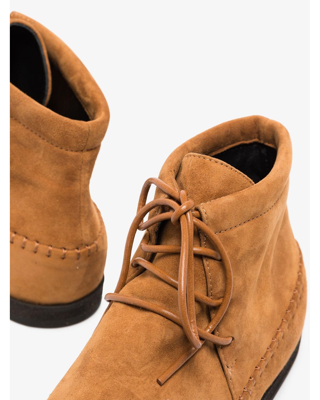 Totême Suede Moccasin Boots in Brown | Lyst