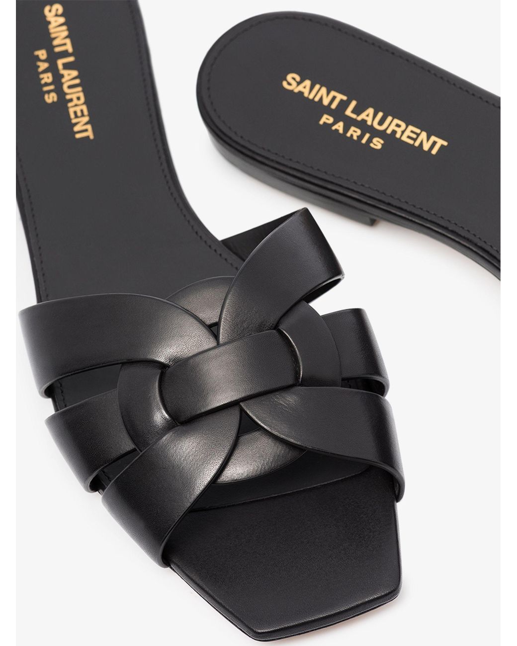 saint laurent black flat sandals