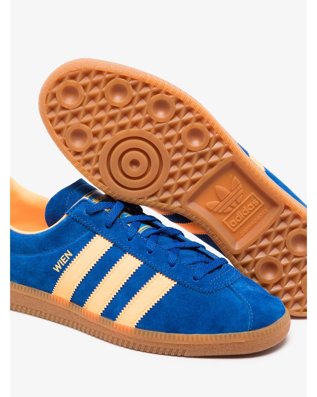 adidas And Yellow Wien Suede Sneakers in Blue | Lyst