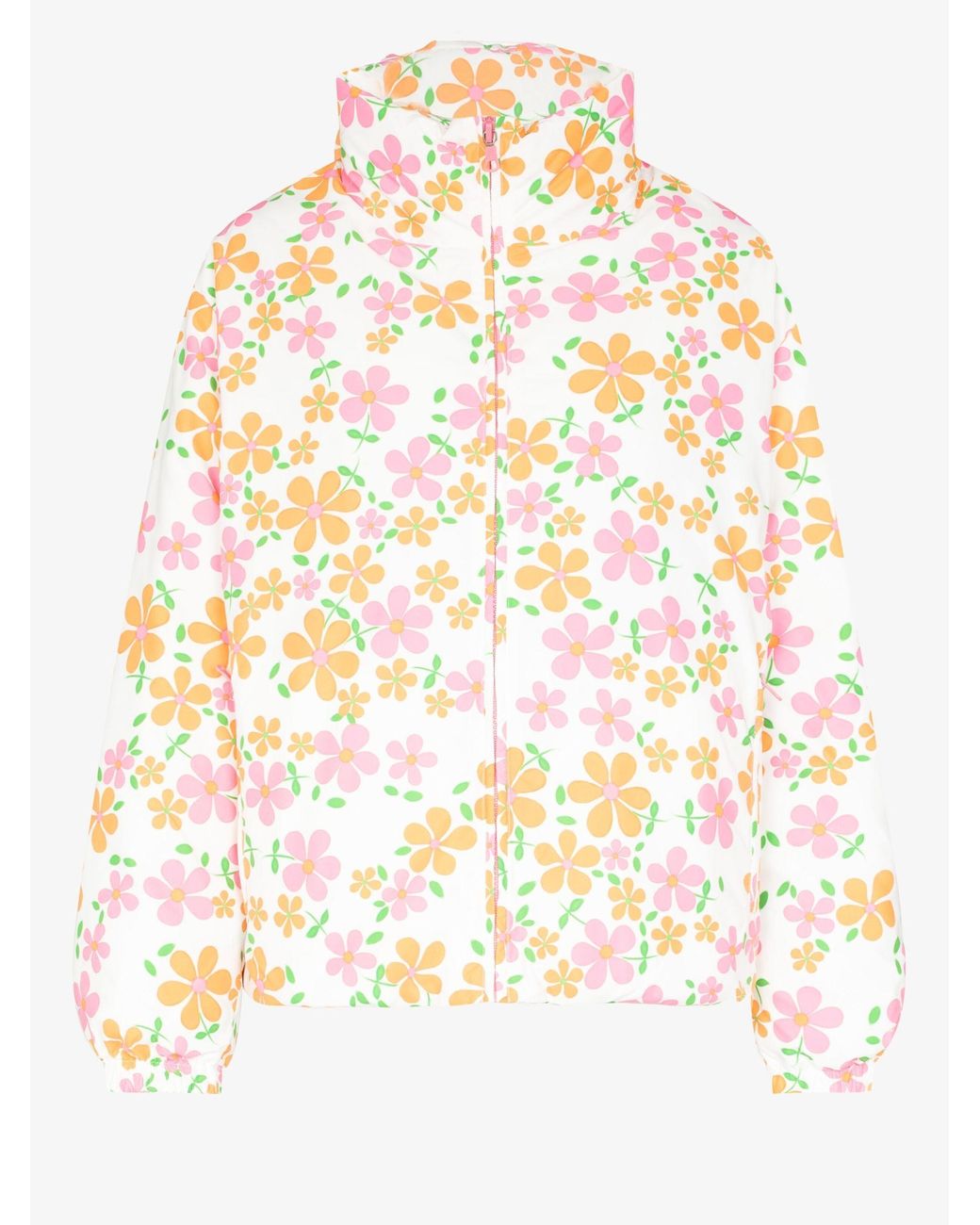 ERL Reversible Floral Print Puffer Jacket in White | Lyst
