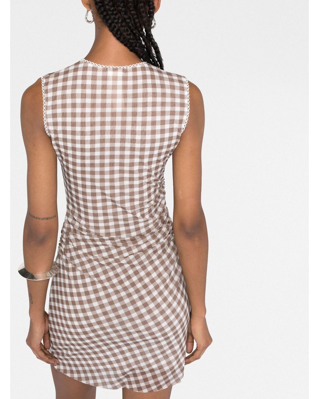 Andmary Becky check mini dress brown（andmary Becky check